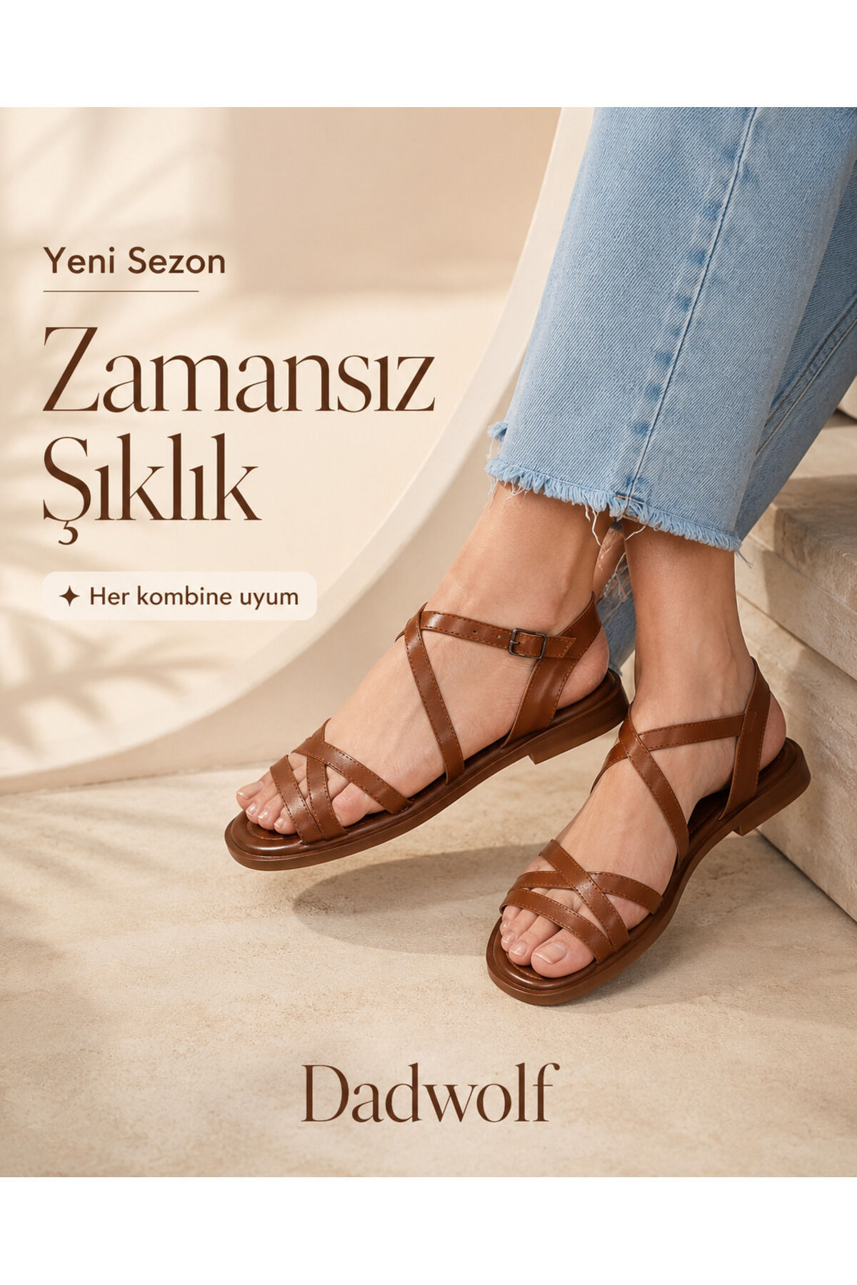 Rahat Taban Çok Bantlı Bilekten Tokalı Yazlık Gladyatör Model Düz Taban Sandalet