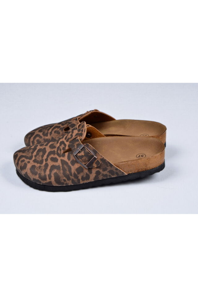 Mantar Tabanlı Gri Boston Birkens Günlük Sabo 59463 Günlük Terlik Leopar - 33