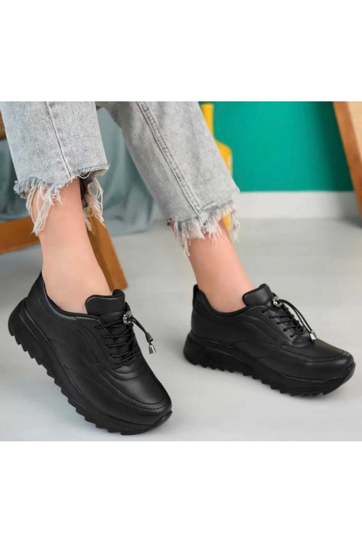 esnek yumuşak rahat günlük spor ayakkabı Si̇yah - 37