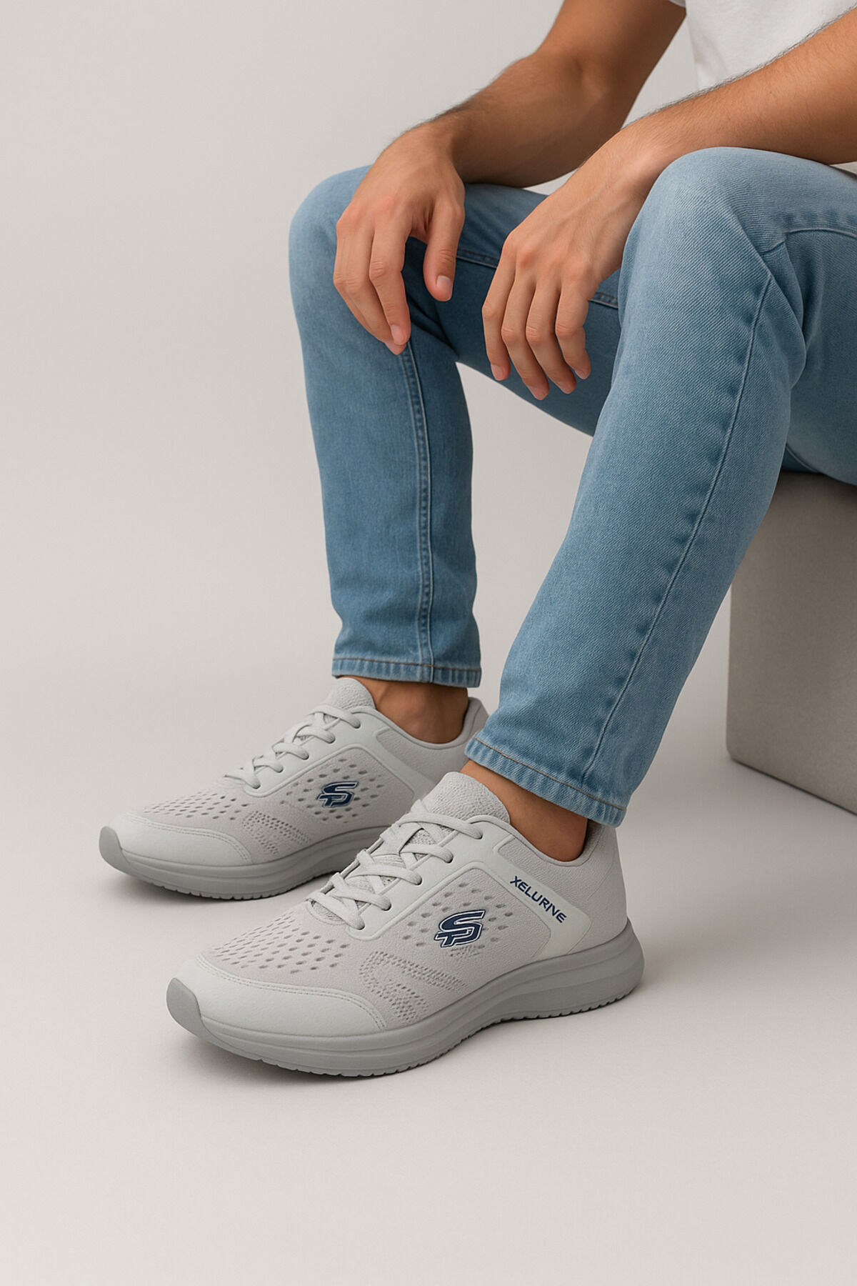 Rahat Hafif Esnek Günlük Erkek Spor Sneakers Ayakkabı Gri - 43