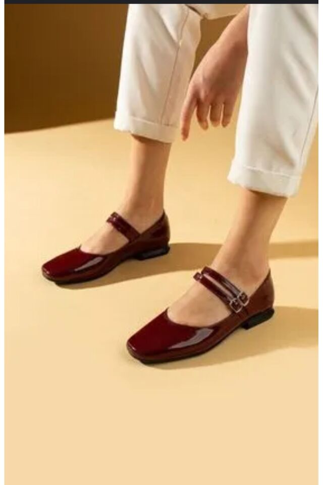 Mery Ceyn Modern Şık Güncel Trend Küt Burun Confort Babet Bordo - 39