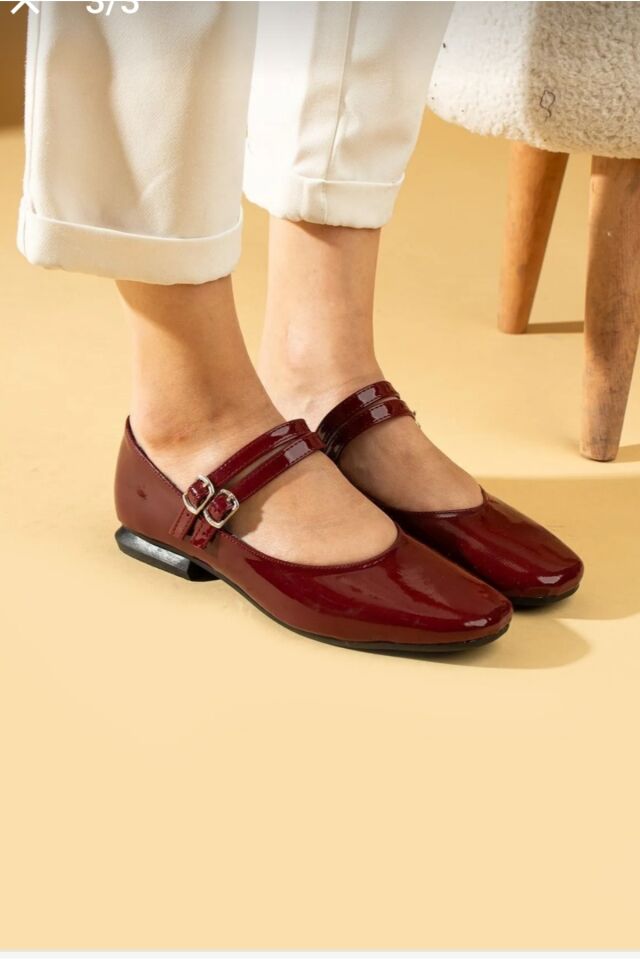 Mery Ceyn Modern Şık Güncel Trend Küt Burun Confort Babet Bordo - 36