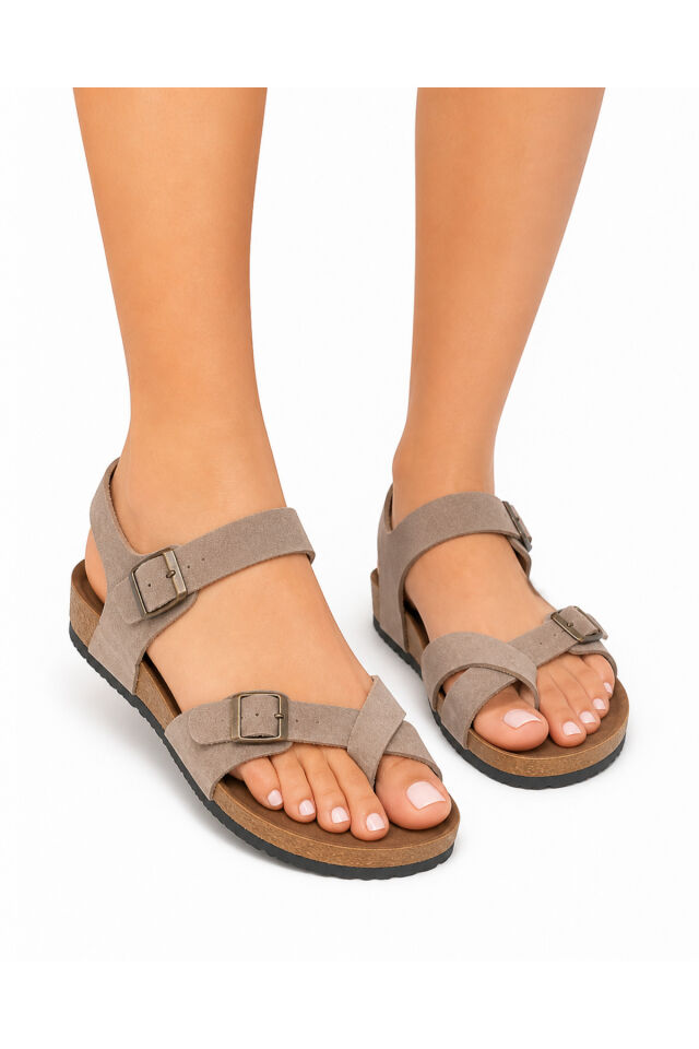 Rahat Taormına Leolı 1021077 Mayari Rio Kids Birkens Model Ortopedik Sandalet Vizon - 37
