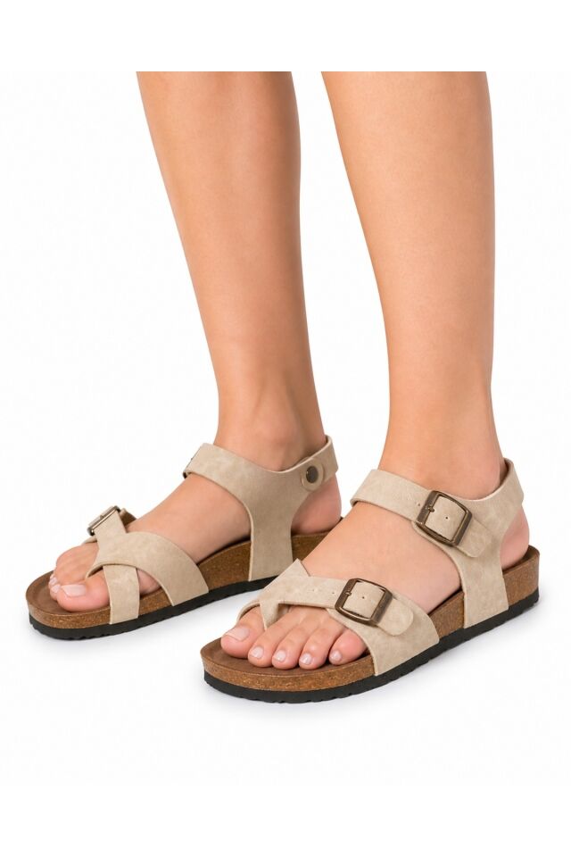 Rahat Taormına Leolı 1021077 Mayari Rio Kids Birkens Model Ortopedik Sandalet Bej - 39