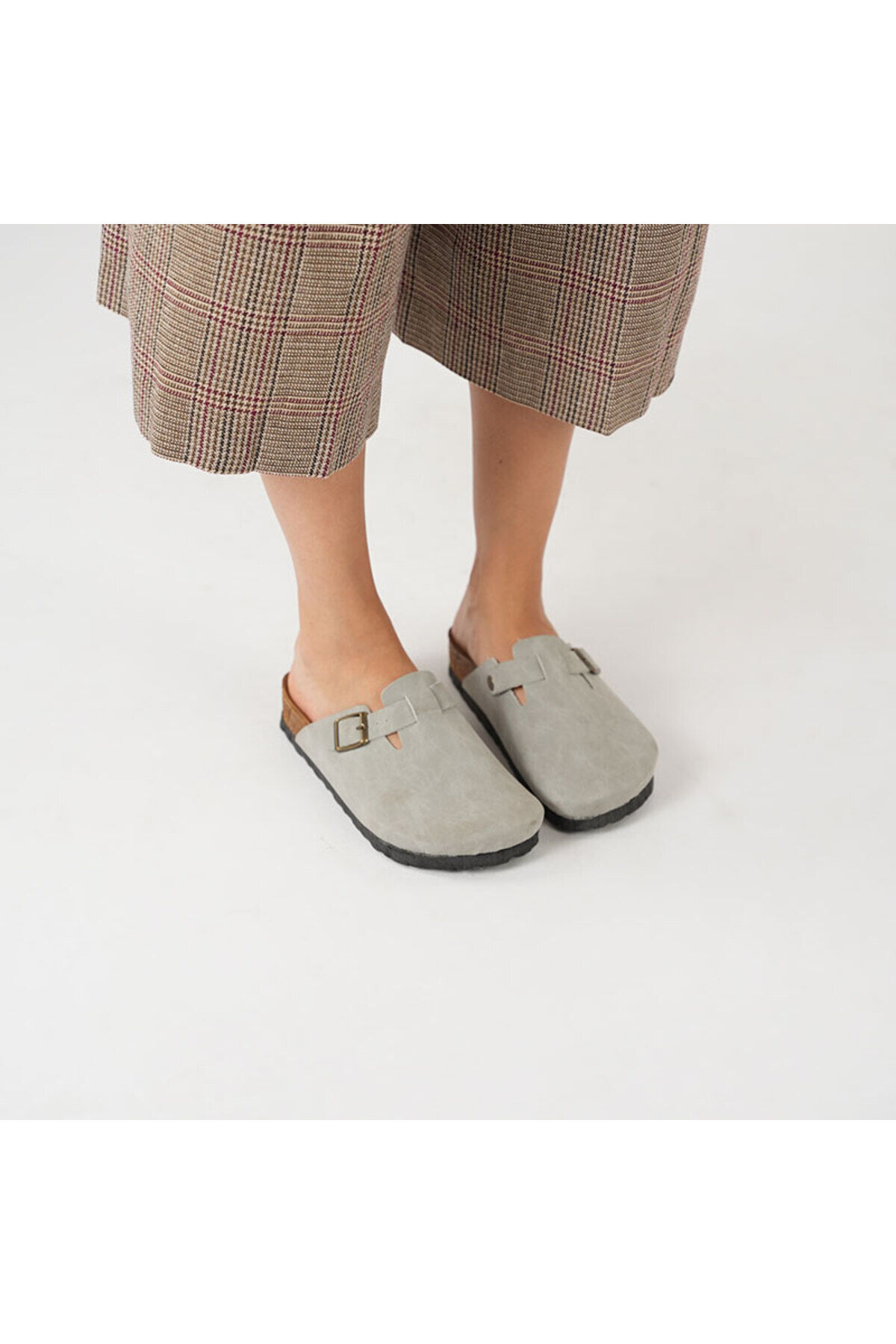 Mantar Tabanlı Boston Birken Sabo Terlik Gri - 40