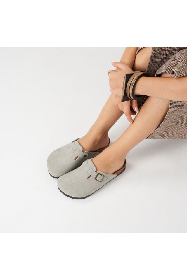 Mantar Tabanlı Boston Birken Sabo Terlik Gri - 33