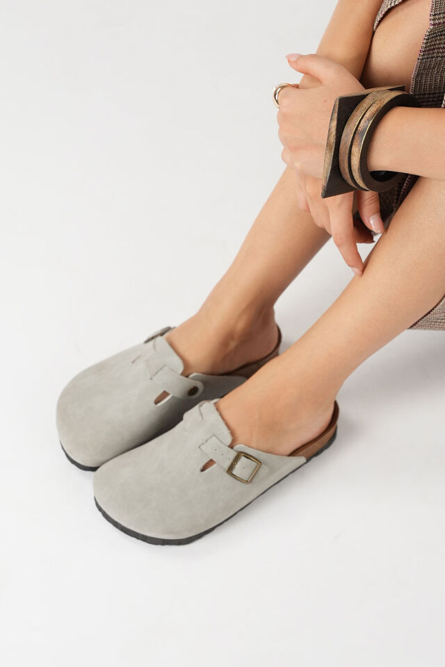 Mantar Tabanlı Boston Birken Sabo Terlik Gri - 34