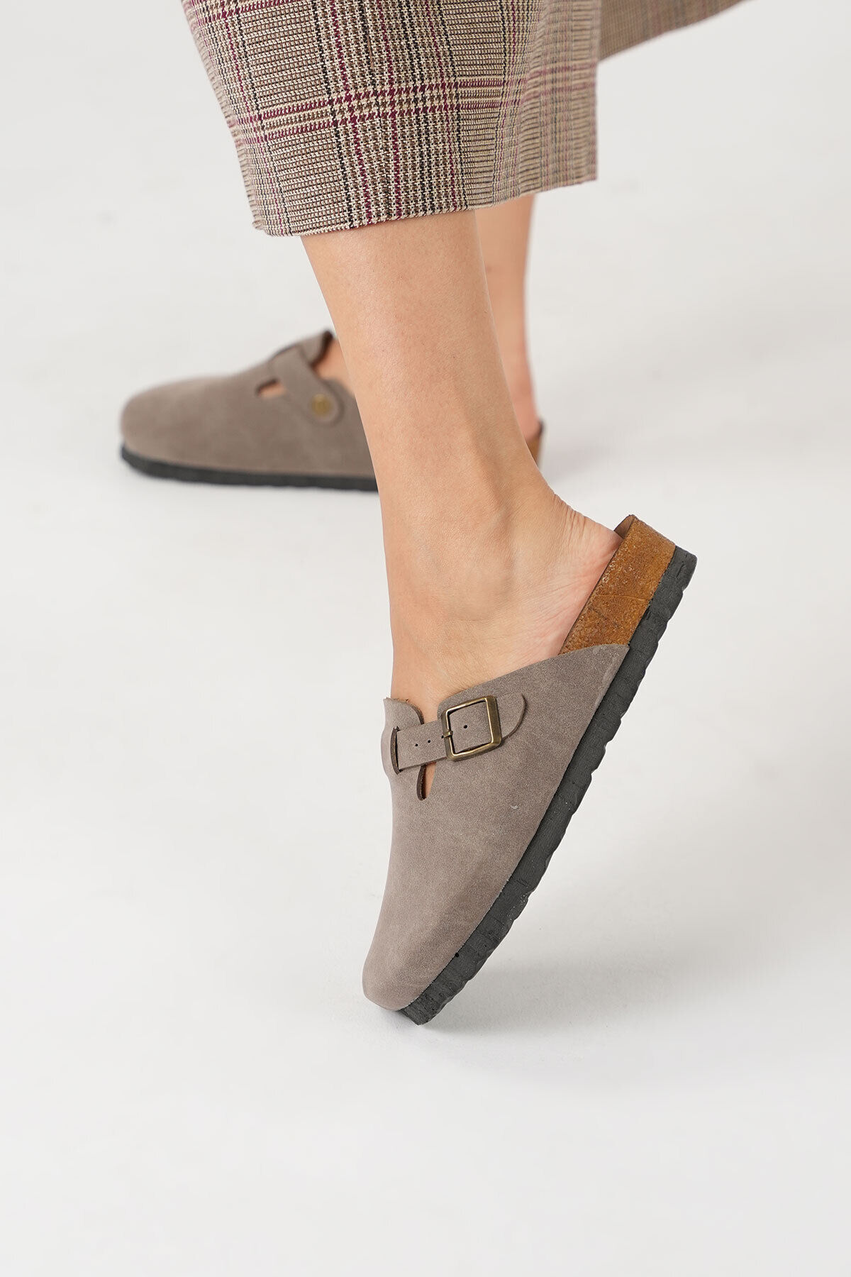 Mantar Tabanlı Boston Birken Sabo Terlik Vizon - 34