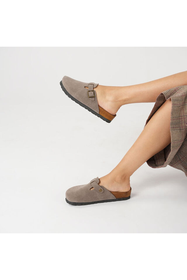 Mantar Tabanlı Boston Birken Sabo Terlik Vizon - 33