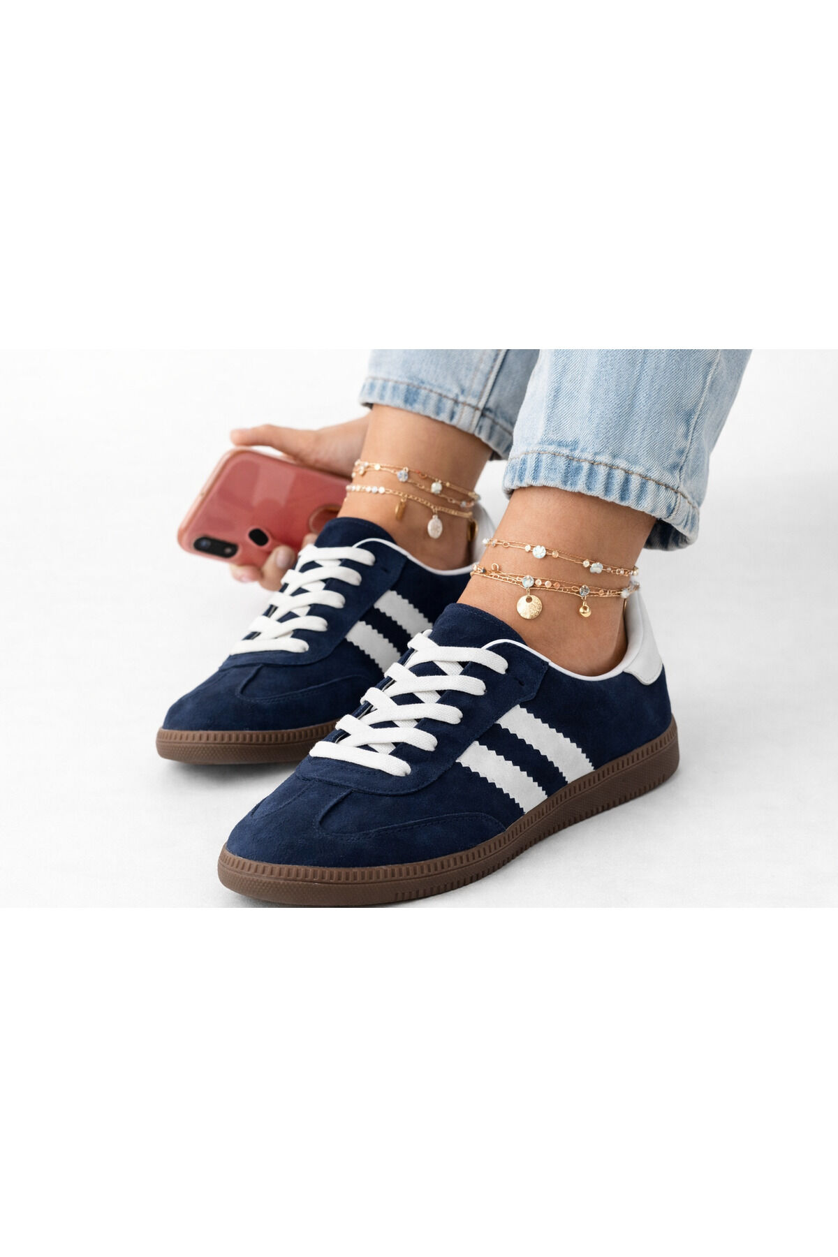 retro sneaker spor ayakkabı kadın günlükB75806 Renkli Rahat Hafif Günlük Yürüyüş Ayakkabısı Lacivert - 37