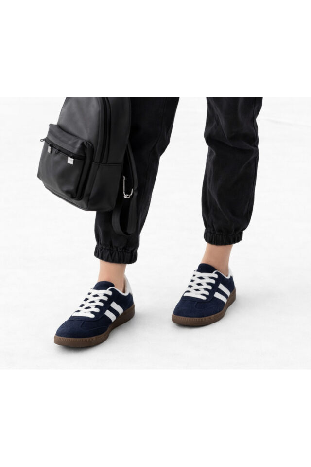 retro sneaker spor ayakkabı kadın günlükB75806 Renkli Rahat Hafif Günlük Yürüyüş Ayakkabısı Lacivert - 37