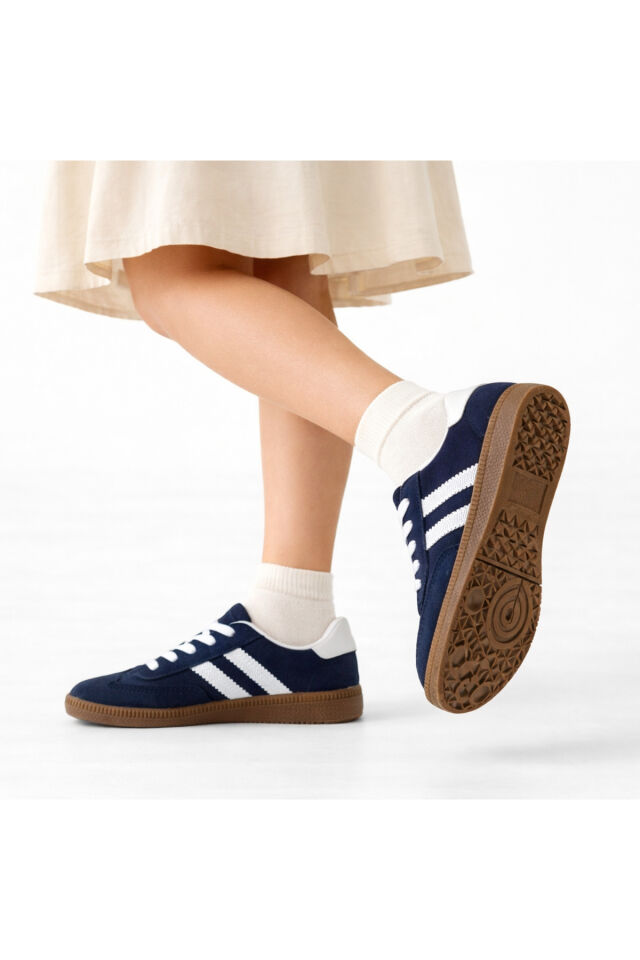retro sneaker spor ayakkabı kadın günlükB75806 Renkli Rahat Hafif Günlük Yürüyüş Ayakkabısı Lacivert - 40
