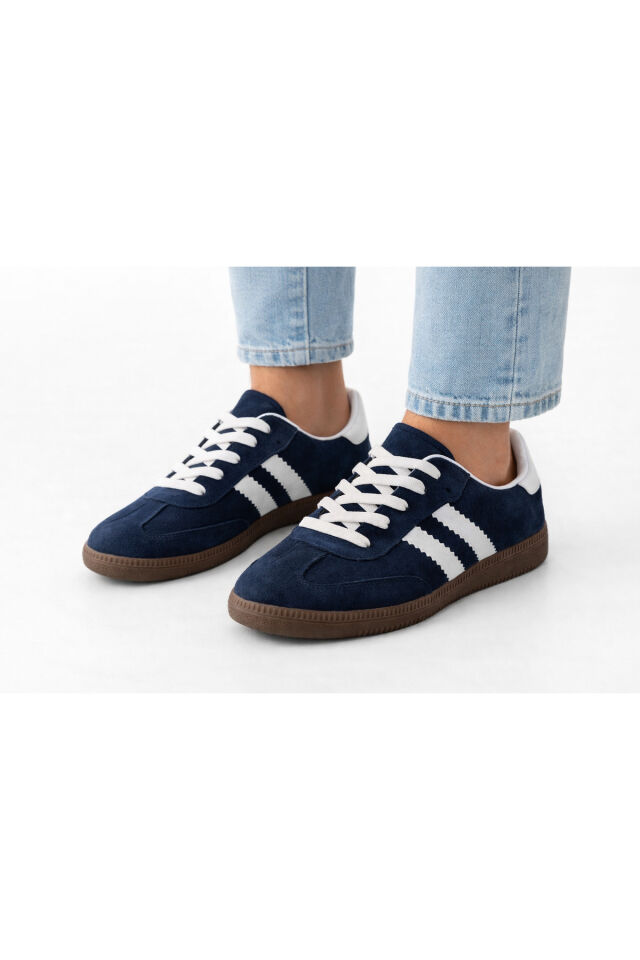 retro sneaker spor ayakkabı kadın günlükB75806 Renkli Rahat Hafif Günlük Yürüyüş Ayakkabısı Lacivert - 40