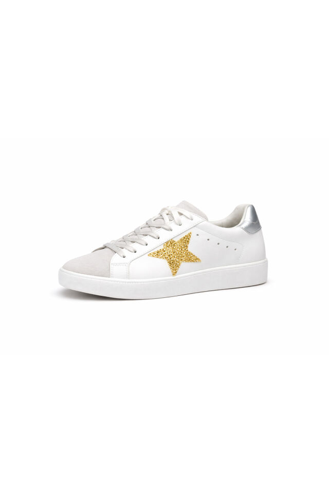 Yıldızlı Sneaker Golden Ghost Super Star Ball Star Hi Star Running Sole Dad Star Rahat Hakiki Deri Beyaz Altın Gold - 40