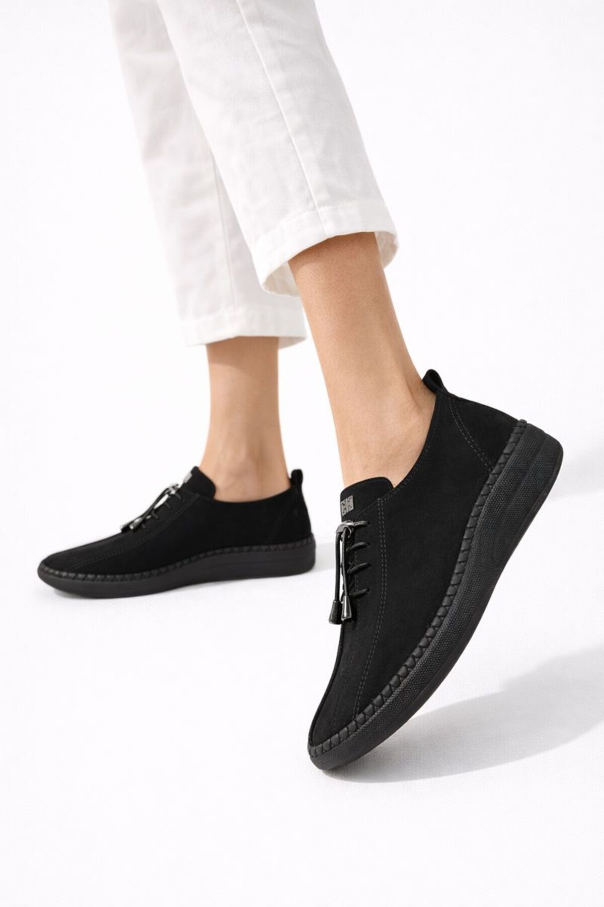 Comfort Sneaker Yumuşak Akıllı Bağcıklı Memory Taban Günlük Kaymaz Hafif Yürüyüş Ayakkabısı Siyah - 39