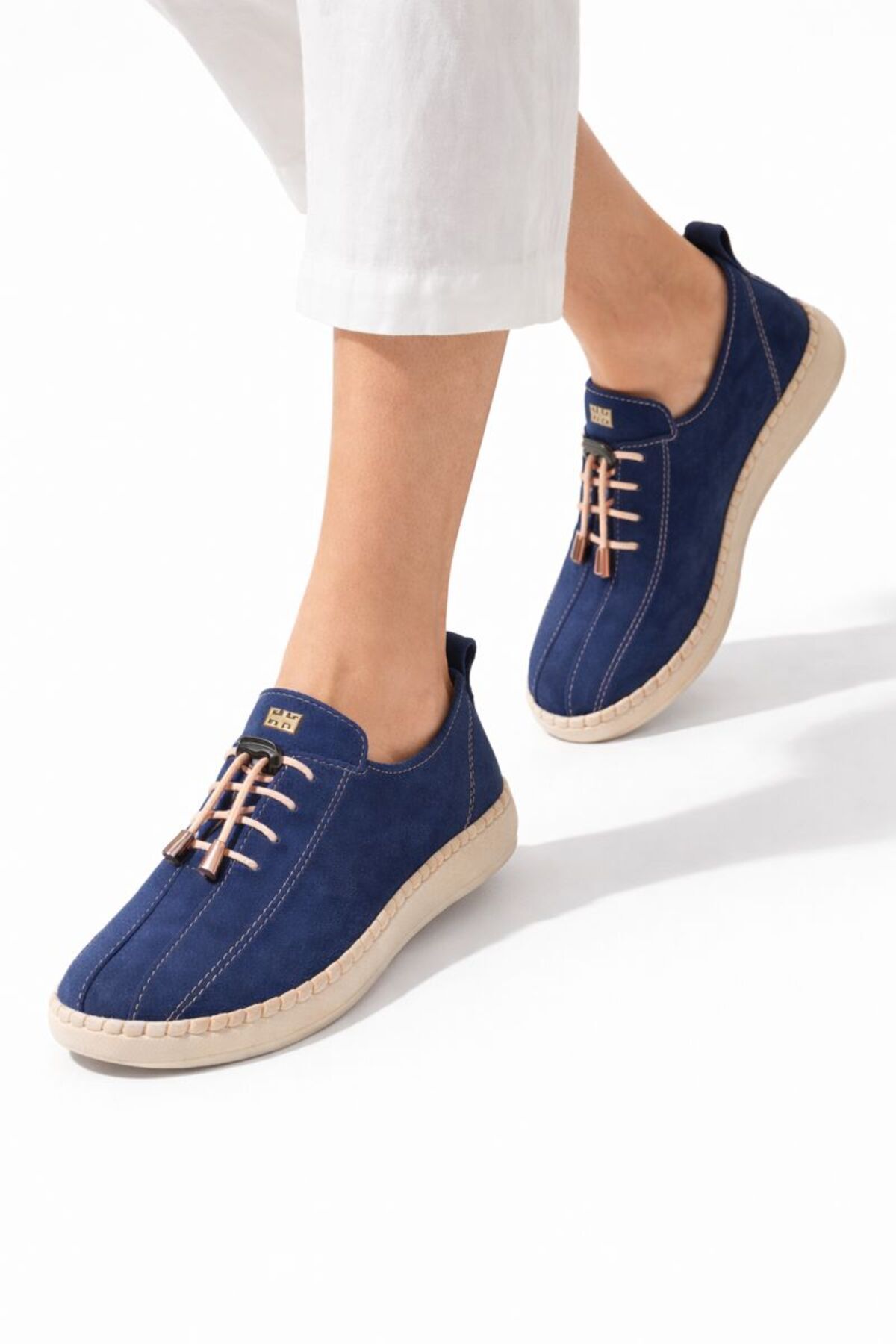 Comfort Sneaker Yumuşak Akıllı Bağcıklı Memory Taban Günlük Kaymaz Hafif Yürüyüş Ayakkabısı Lacivert - 39