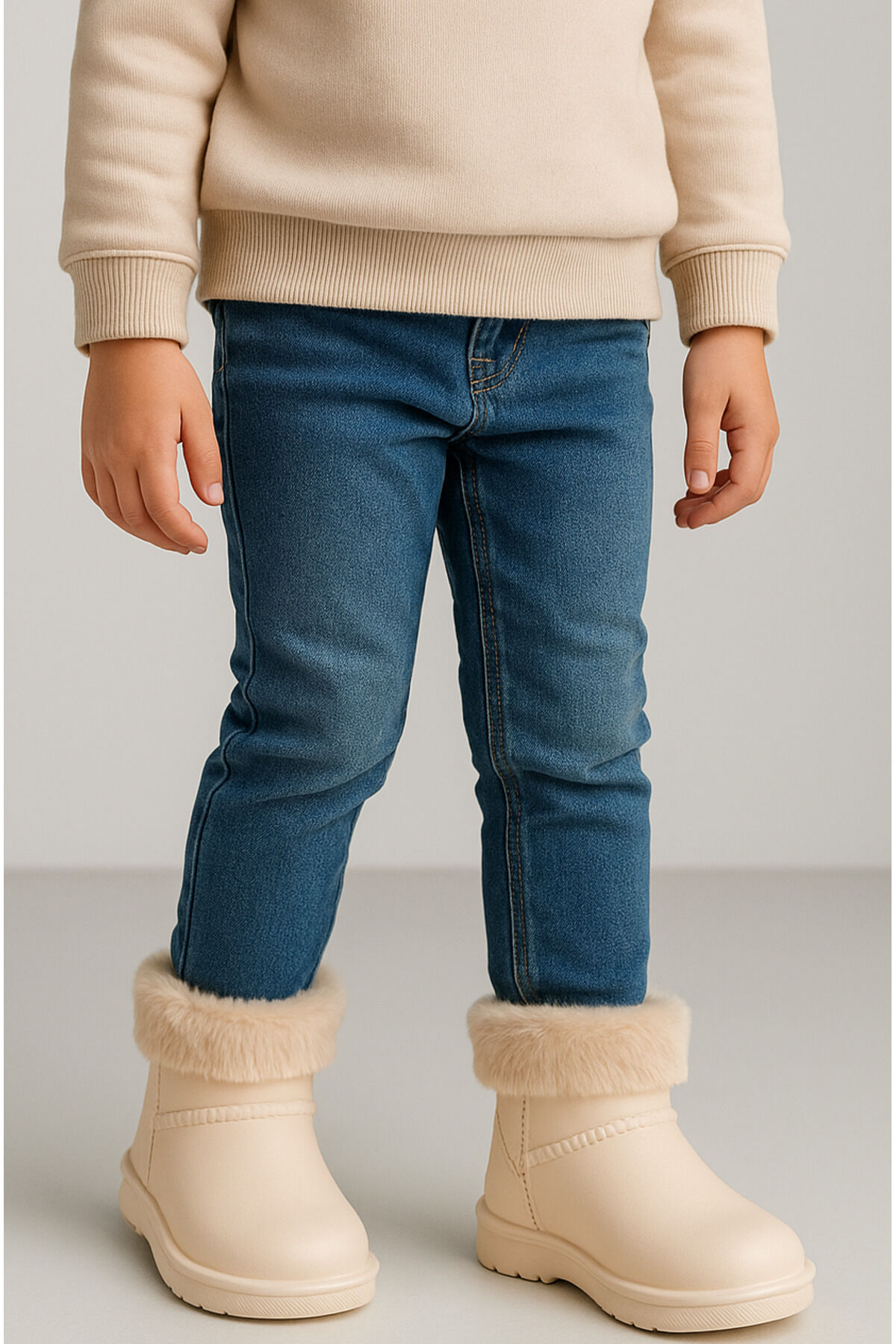 Çocuk Kışlık Kar Yağmur Botu– Su Geçirmez, Peluş Astarlı, EVA W10290-225 Tokio Borreguito Modeli Bej - 32/33