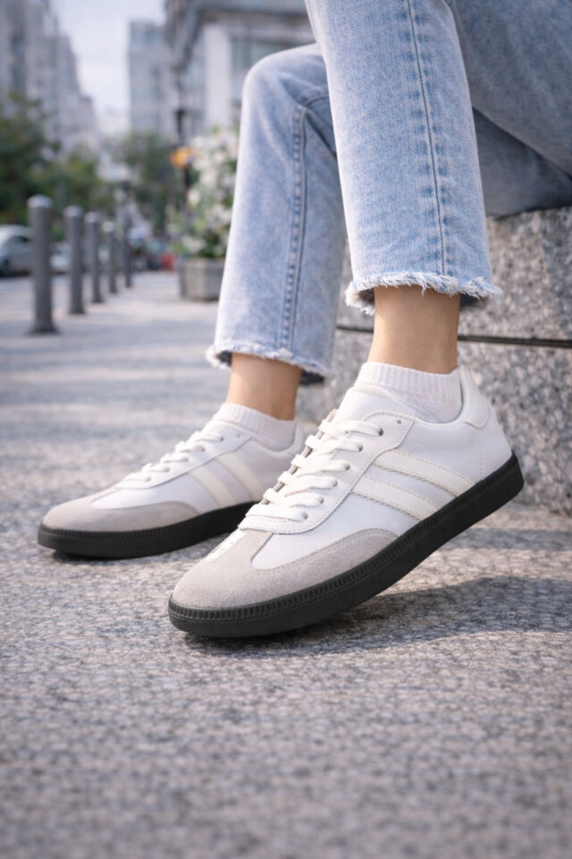 retro sneaker spor ayakkabı kadın günlükB75806 Renkli Rahat Hafif Günlük Yürüyüş Ayakkabısı Beyaz Beyaz - 39